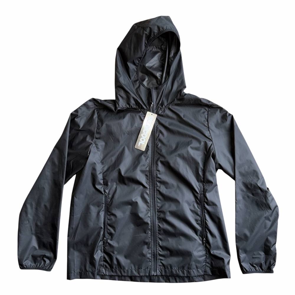 32 Degrees Cool Windbreaker Lightweight Jacket Women’s Sz Large Hooded Black Zip
